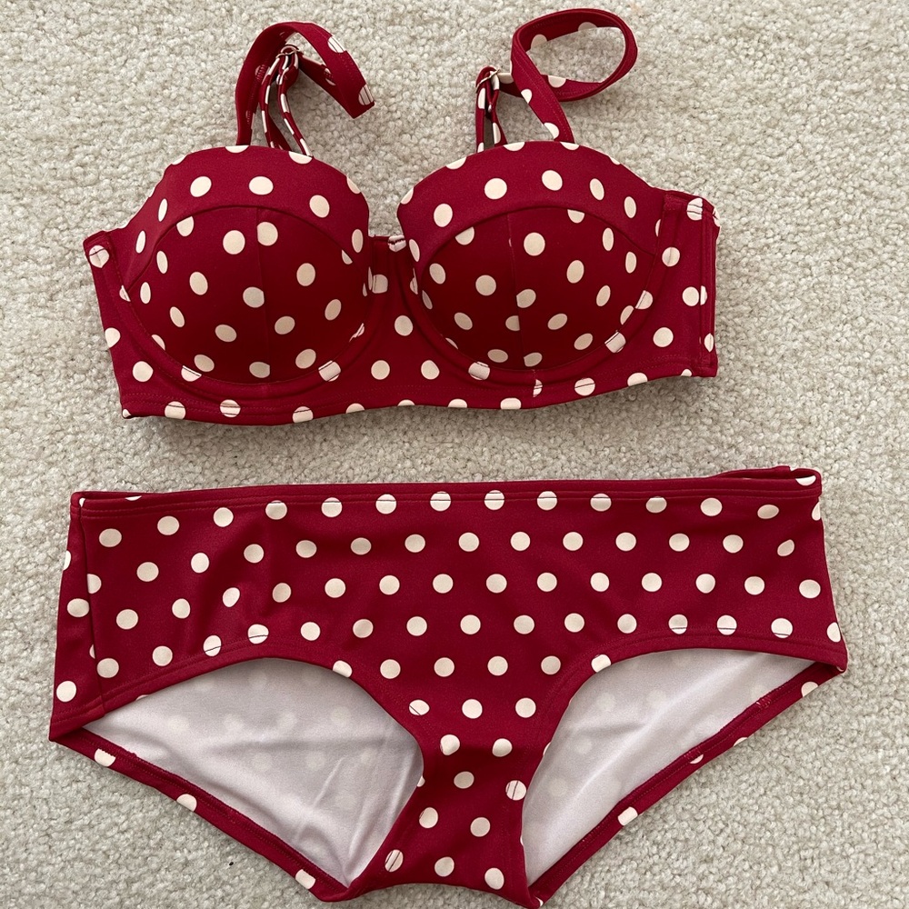 Red Polka Dot Bikini Set